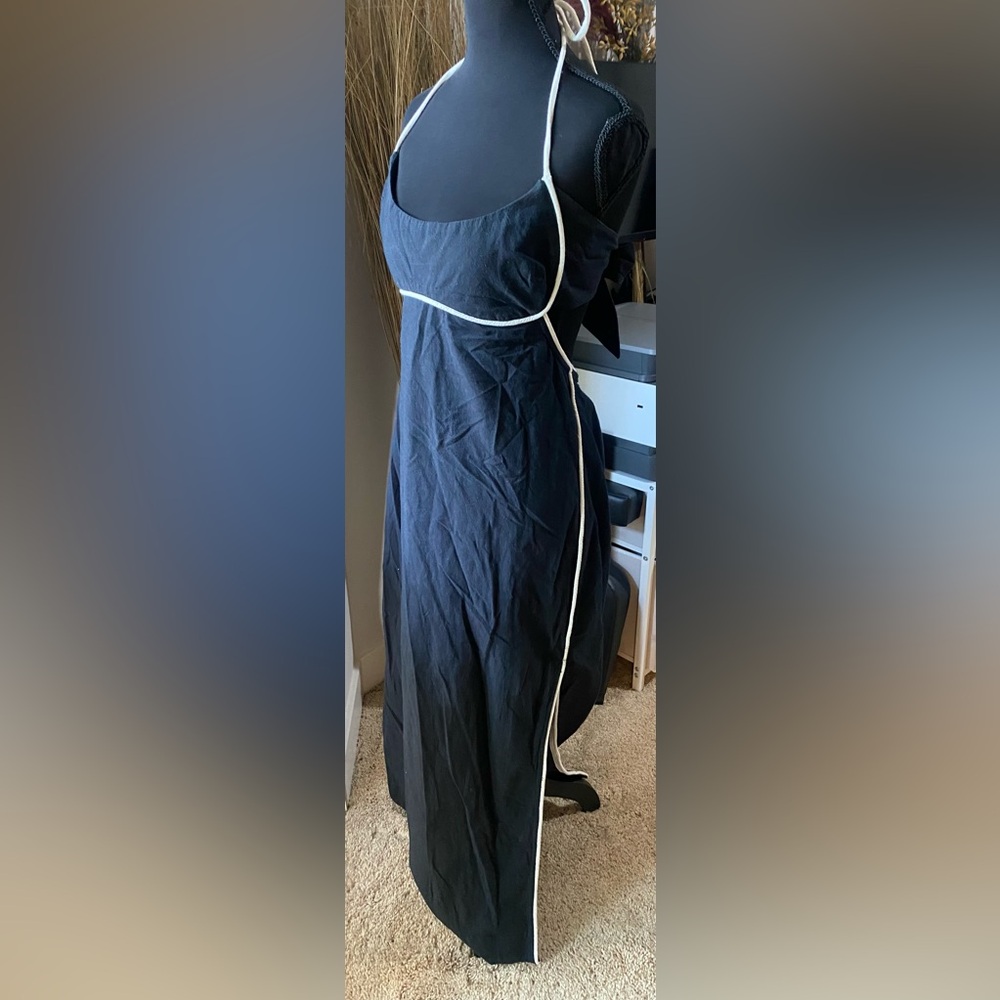 Free People Black Backless Dress with White Trim Accent